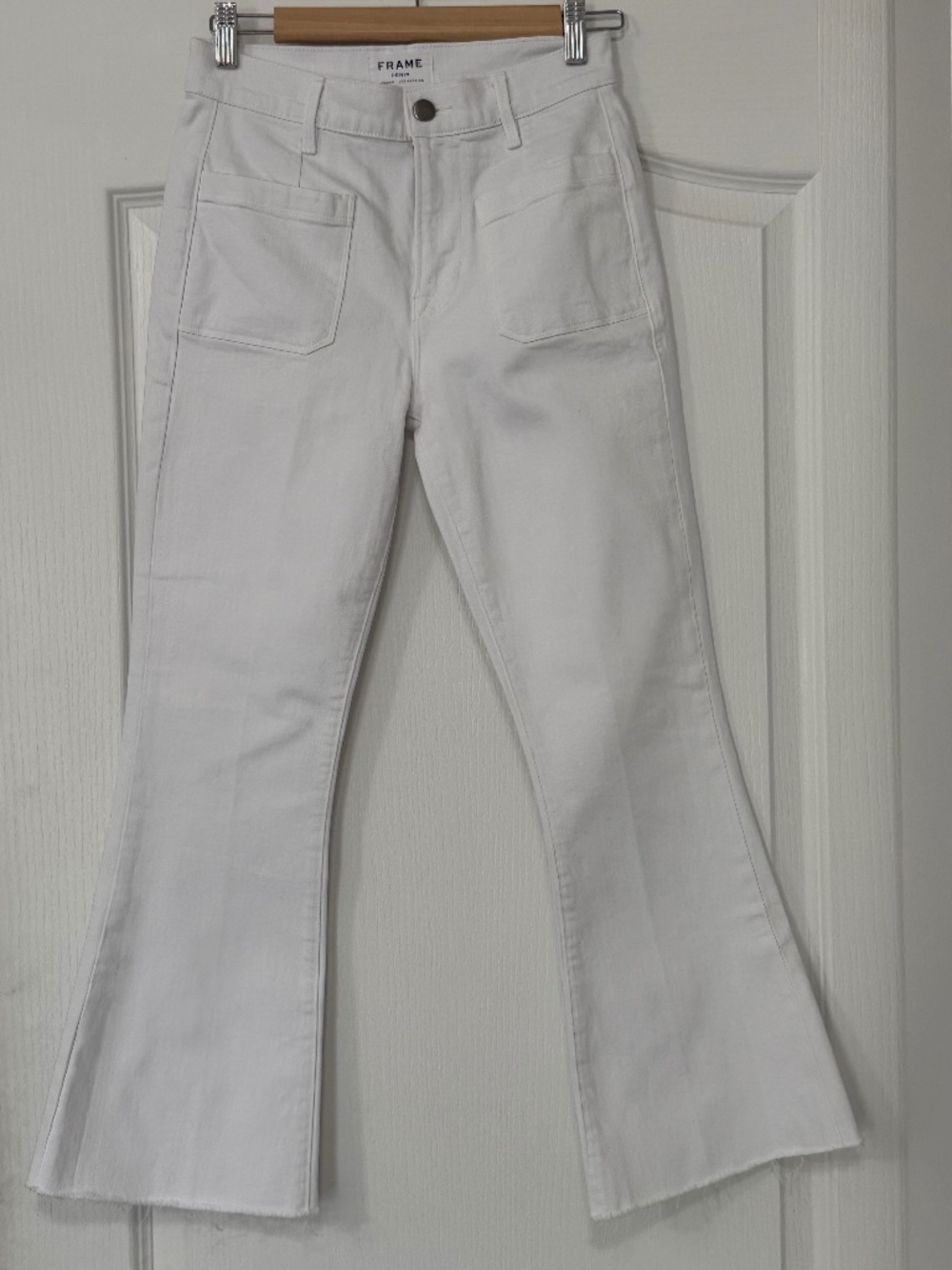 FRAME Le Slim Palazzo Modernist Pocket Jeans - Blanc White Size 26